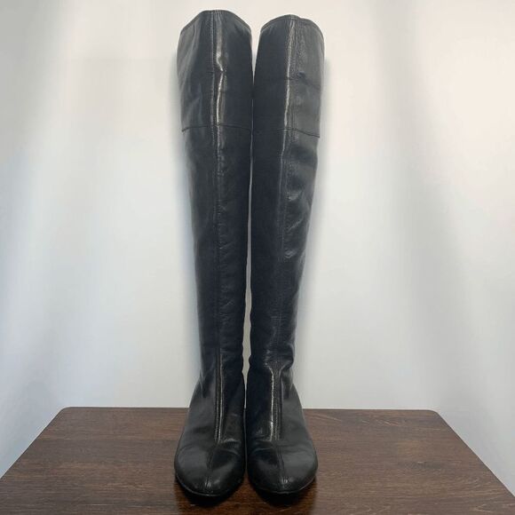 Nine West Leather Almond Toe Zipper Closure Wedge Heeled Boots Black Size 6.5 - Picture 5 of 15